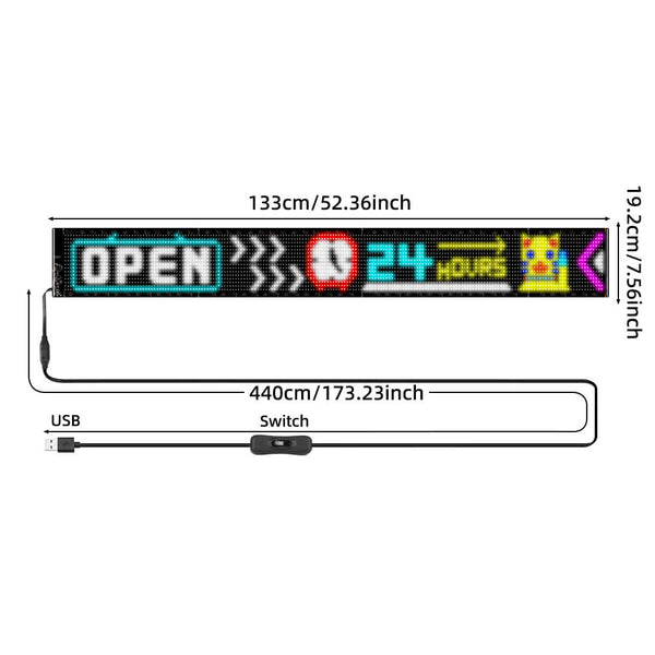 Gelrova Programmable LED Sign – 52"x7.5" Scrolling Display