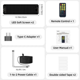 Gelrova Car LED Display kit with dual soft screens, remote control, and installation accessories.
