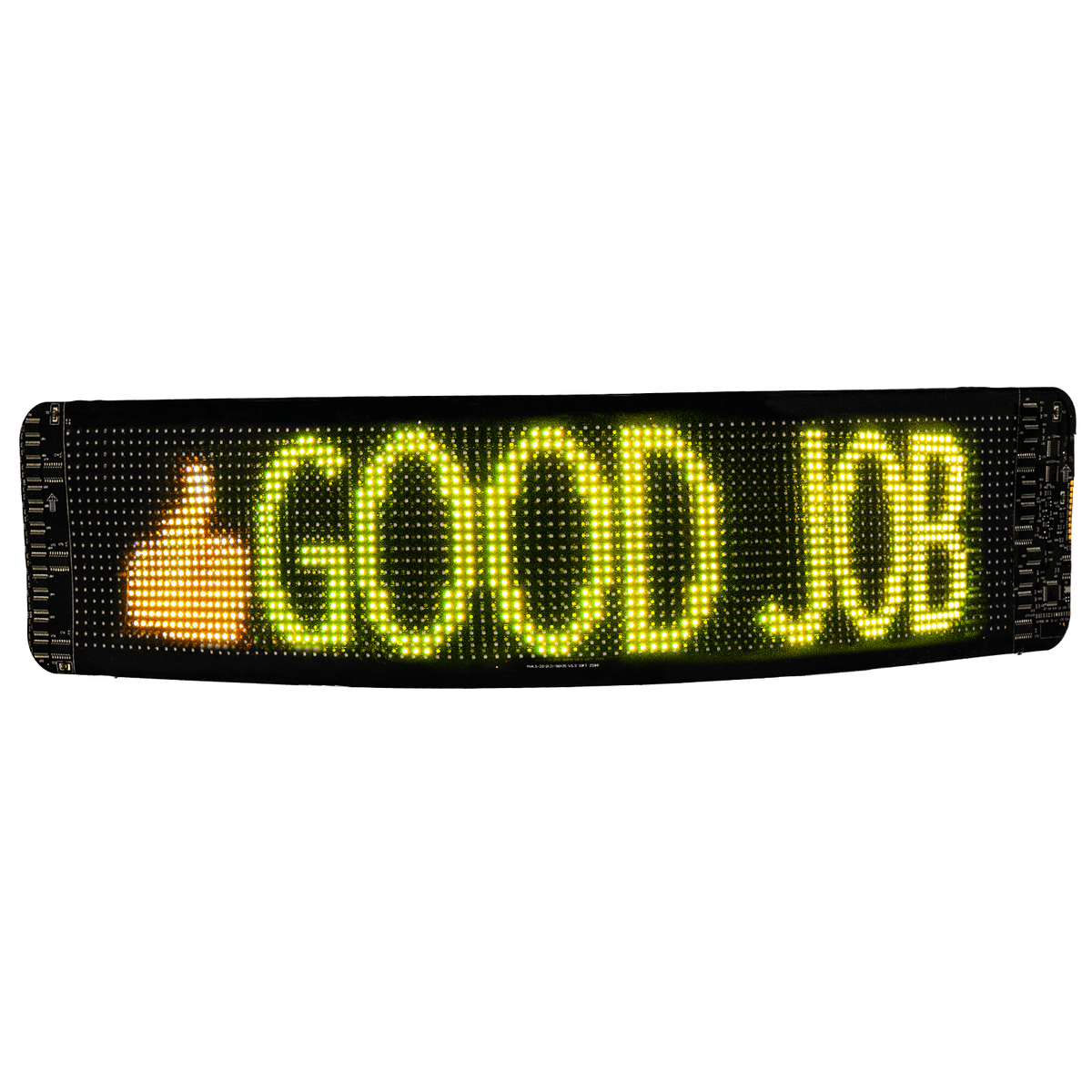 Car LED Display showing 'GOOD JOB' in bright yellow letters with a thumbs up icon.