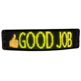 Car LED Display showing 'GOOD JOB' in bright yellow letters with a thumbs up icon.