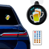 Gelrova LED Car Sign - Car star 5 Daily Version displayed on a car window, featuring a beer icon and gesture options.