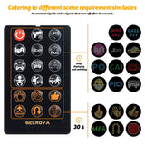 Gelrova LED Car Sign remote control featuring 17 preset signals for drivers, including emergency options like call 911.