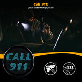 Gelrova LED Car Sign - Car Star 5 Driver Version displaying emergency signal to call 911 with a dramatic background.