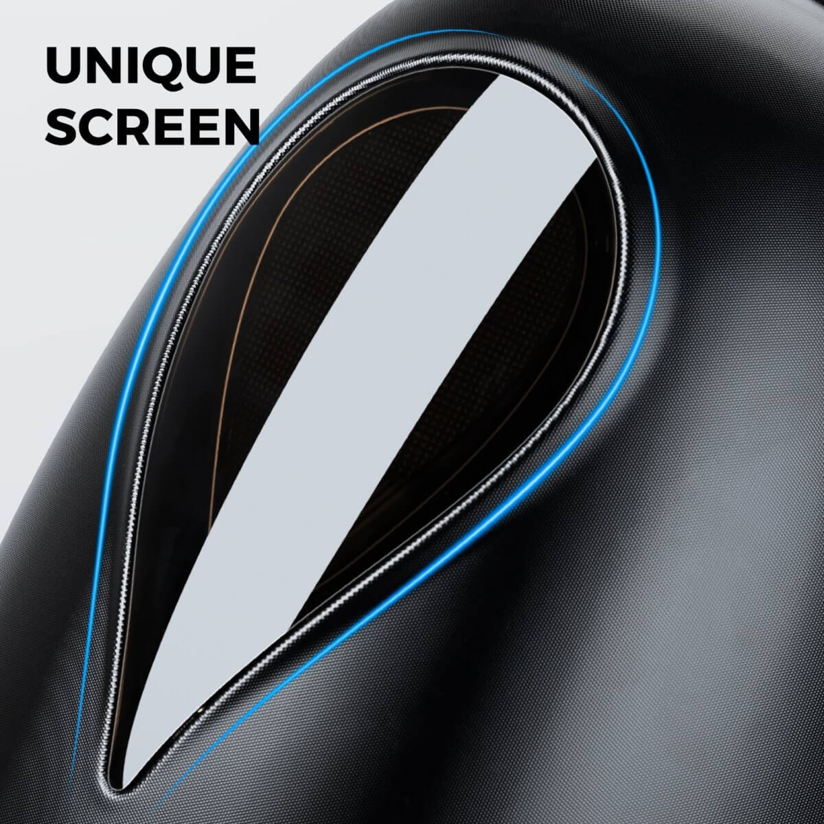 Close-up of Gelrova Motorcycle LED Backpack screen showcasing its unique design and LED display feature.