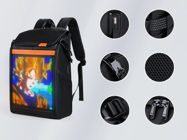 led backpack with programmable screen