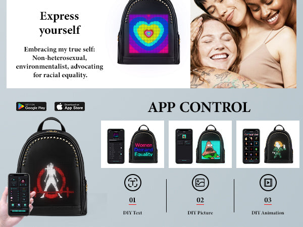 led backpack for female