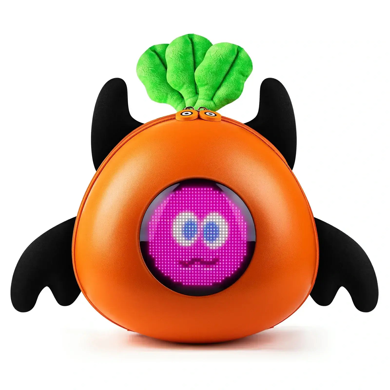 Gelrova Carrot LED Backpack for Kids featuring a fun carrot design and customizable LED screen for emotions.