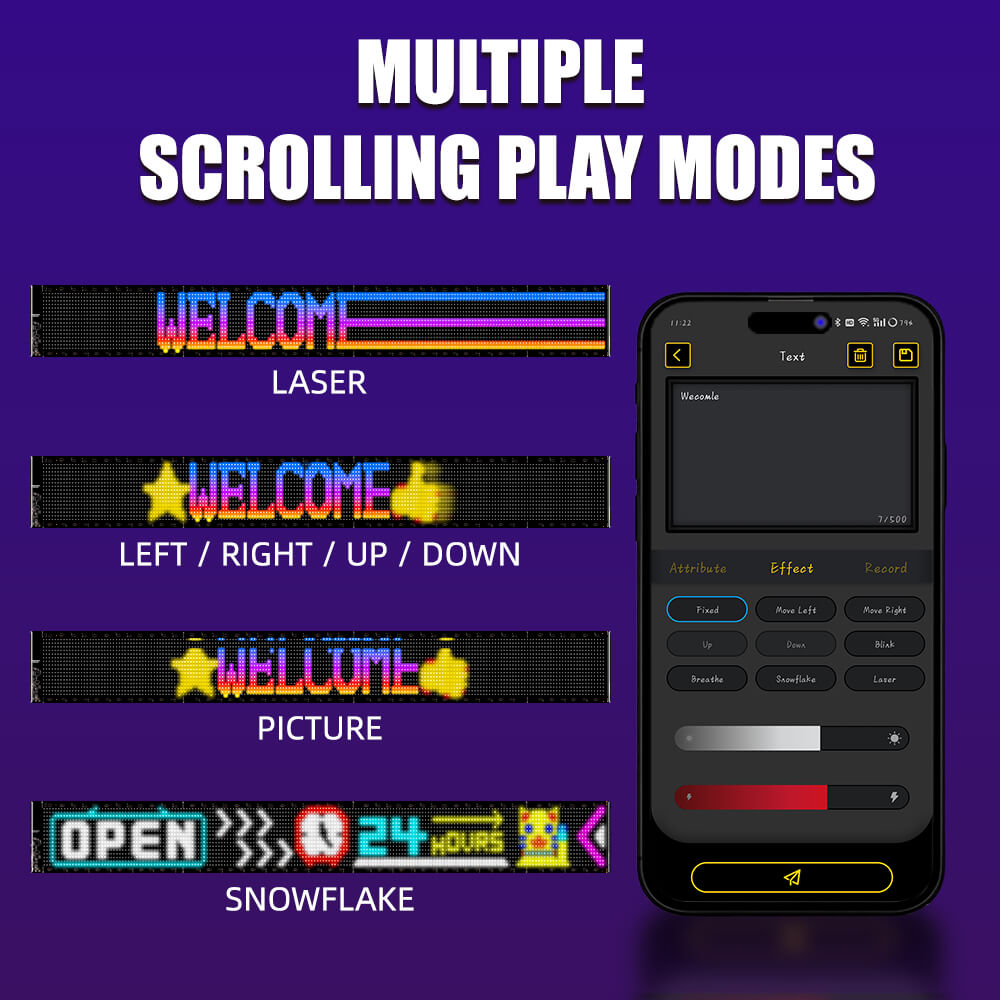 Gelrova Programmable LED Sign – 52"x7.5" Scrolling Display