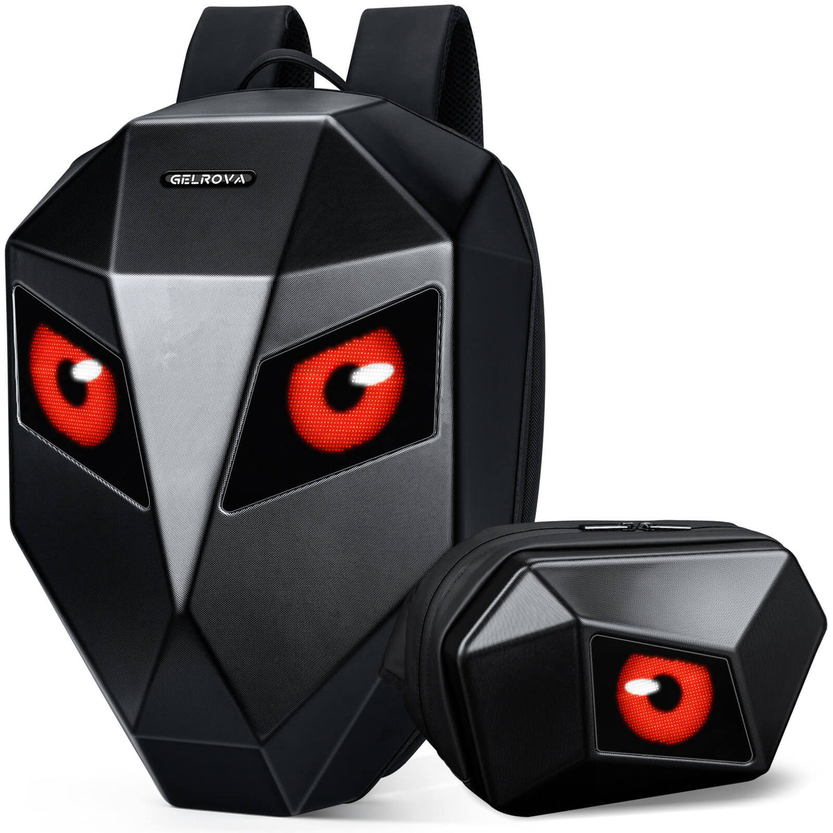 Gelrova LED Motorcycle Backpack Combo – Knight Backpack & Devil Eye Crossbody Bag featuring LED design.