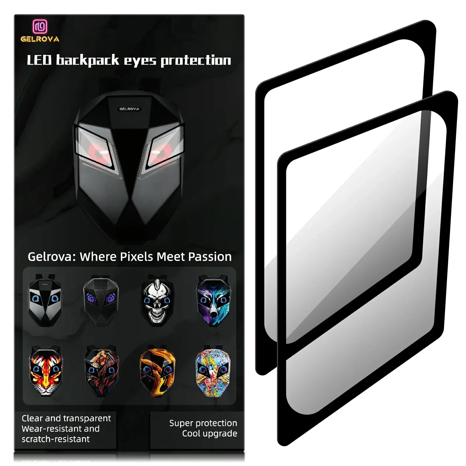 Gelrova Tempered Glass Screen Protector for Knight Series LED Motorcycle Backpack with LED protection display.