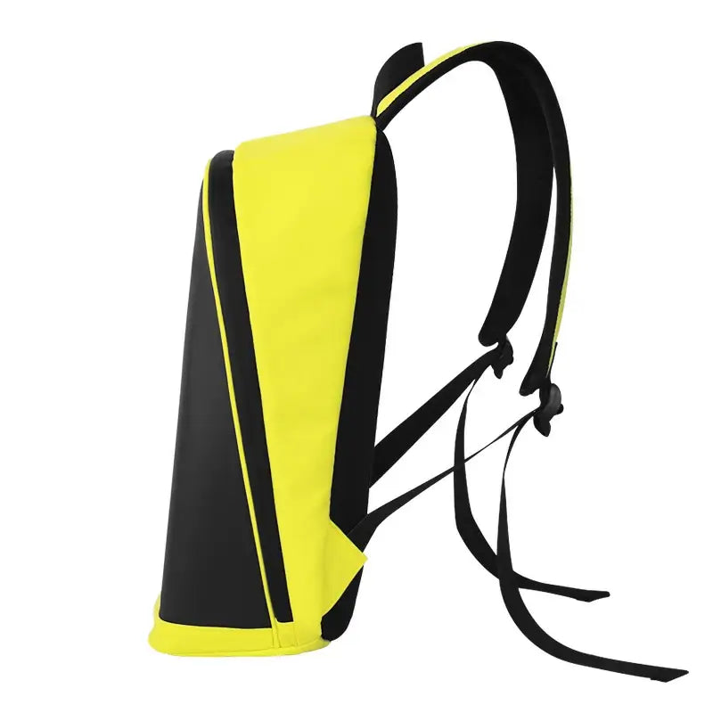 Side view of Gelrova T2 LED Backpack in bright yellow and black, showcasing its sleek design and adjustable straps.