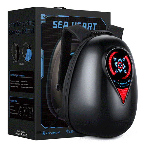Gelrova Motorcycle LED Backpack - Sea Heart Series - 17" featuring innovative LED display and sleek design.