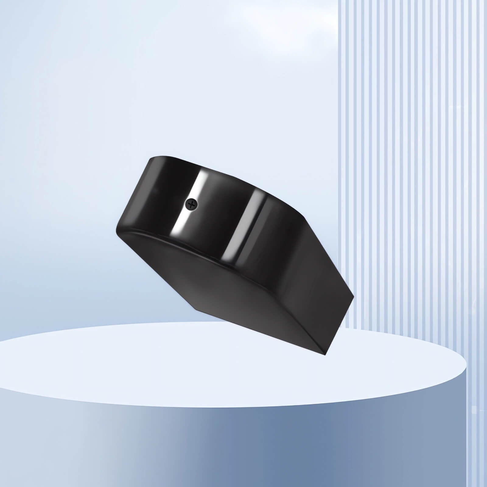 Gelrova Wireless Motorcycle Signal Sync Module displayed on a sleek pedestal, showcasing its modern design.