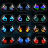 Colorful animated LED displays showcasing various eye patterns for the Gelrova LED Crossbody Bag.