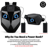 Gelrova LED Motorcycle Backpack Combo – Knight Backpack & Devil Eye Crossbody Bag with power bank connection details