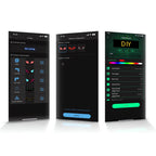 Gelrova Wireless Motorcycle Signal Sync Module app interface showcasing pairing and custom settings options.