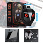 Gelrova LED Motorcycle Backpack - Knight Pro with Speaker 19" with programmable eyes, keychain, and tempered glass shield.