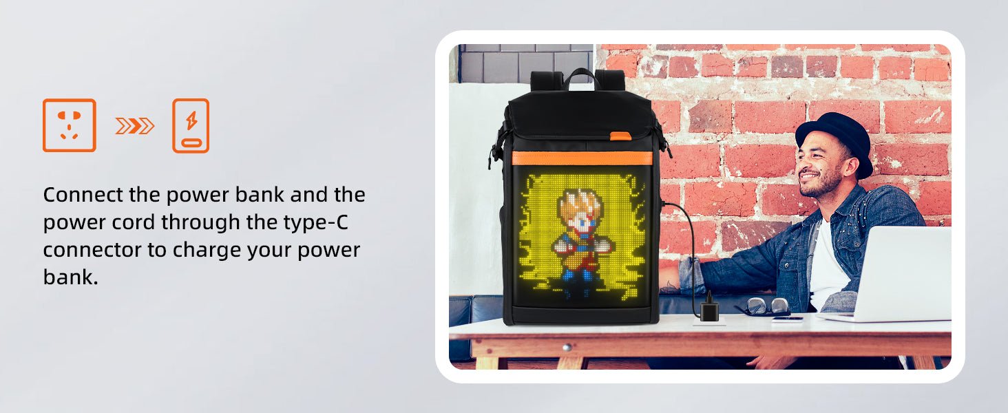 led backpack with programmable screen