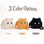 Cute Plush Cat Crossbody Bag with LED Animated Eyes, 6 Dynamic Eye Modes Fluffy Kitty Shoulder Purse, Kawaii Cartoon Cat Face Furry Sling Bag for Women Girls Daily Outfit Dating Gift
