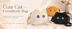 Cute Plush Cat Crossbody Bag with LED Animated Eyes, 6 Dynamic Eye Modes Fluffy Kitty Shoulder Purse, Kawaii Cartoon Cat Face Furry Sling Bag for Women Girls Daily Outfit Dating Gift