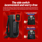 Gelrova LED Motorcycle Backpack side switch features for easy operation and control of display effects.
