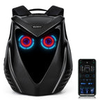 Gelrova Owl Eyes LED Motorcycle Backpack showcasing dynamic LED owl eye design with remote control.