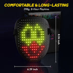 Gelrova Rave™ - Gesture Control Light Up Mask with LED design, comfortable, long-lasting, 8-hour playtime.