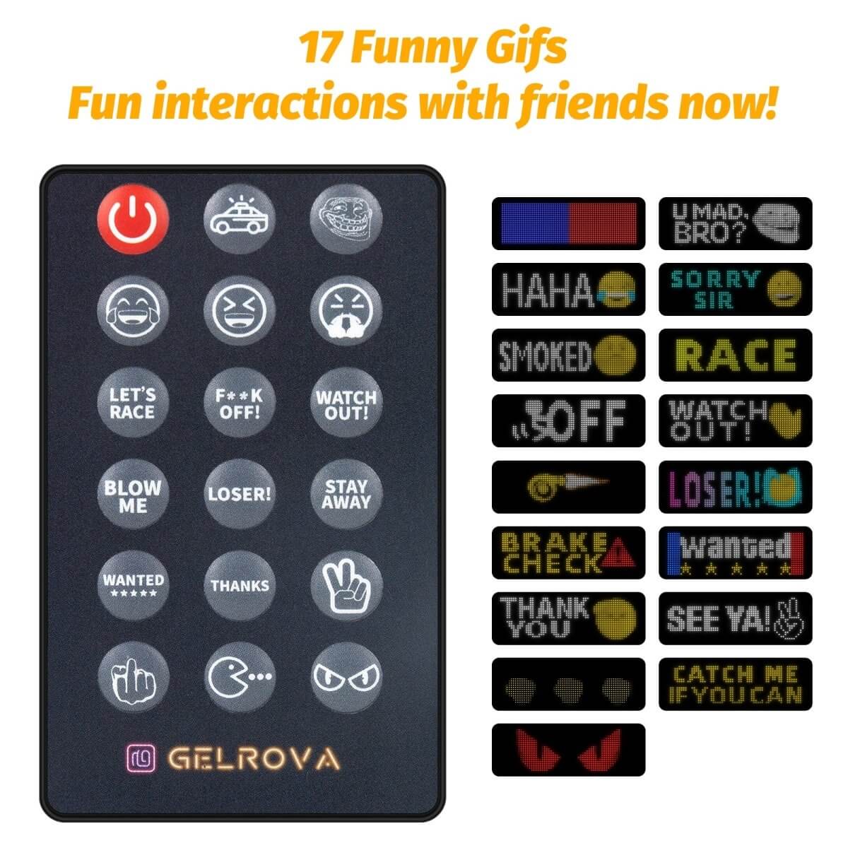 Gelrova Car Window LED Display Car Star 6 Series with mobile app customization and remote-controlled effects.