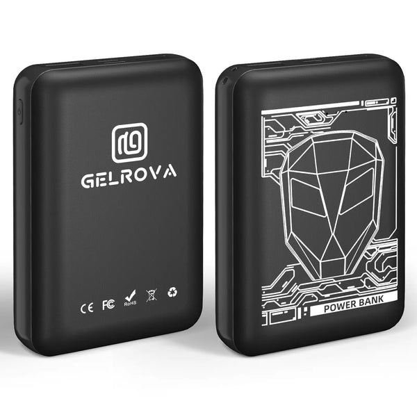 Gelrova custom 10000mAh power bank with Knight aesthetics. Official anti-shutoff battery designed for LED backpacks.
