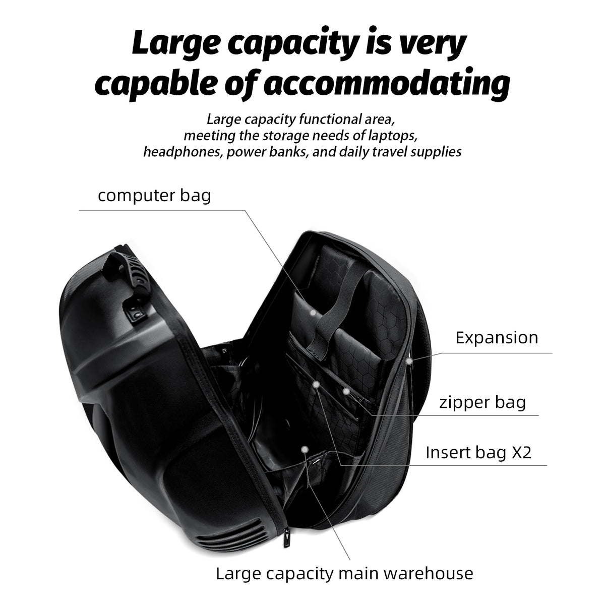 Gelrova Owl Eyes LED Motorcycle Backpack 19 Inch, Black, Expandable Hard Shell Helmet Bag, Waterproof Knight Riding Pack, App Control Gelrova Owl Eyes LED Motorcycle Backpack 19 Inch, Black, Expandable Hard Shell Helmet Bag, Waterproof Knight Riding Pack, App Control
