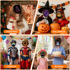 Kids wearing Gelrova Light Up Mask for Kids (Gesture Control) at Christmas, Halloween, Cosplay, and Birthday parties.