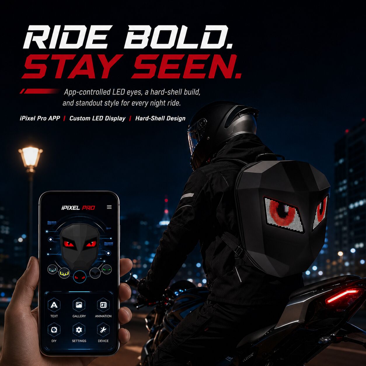 Gelrova LED Motorcycle Backpack – Steel Warrior Series