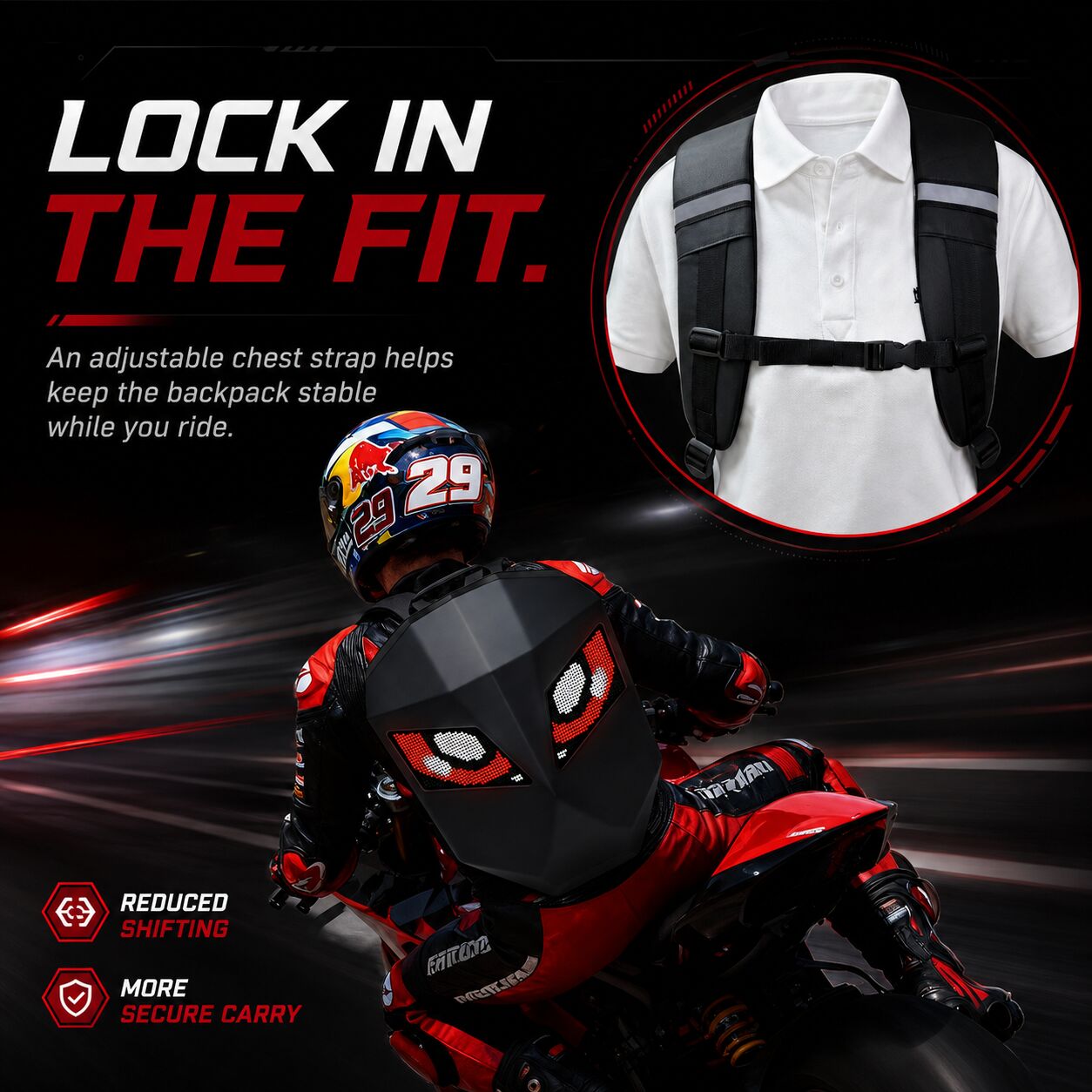 Gelrova LED Motorcycle Backpack – Steel Warrior Series