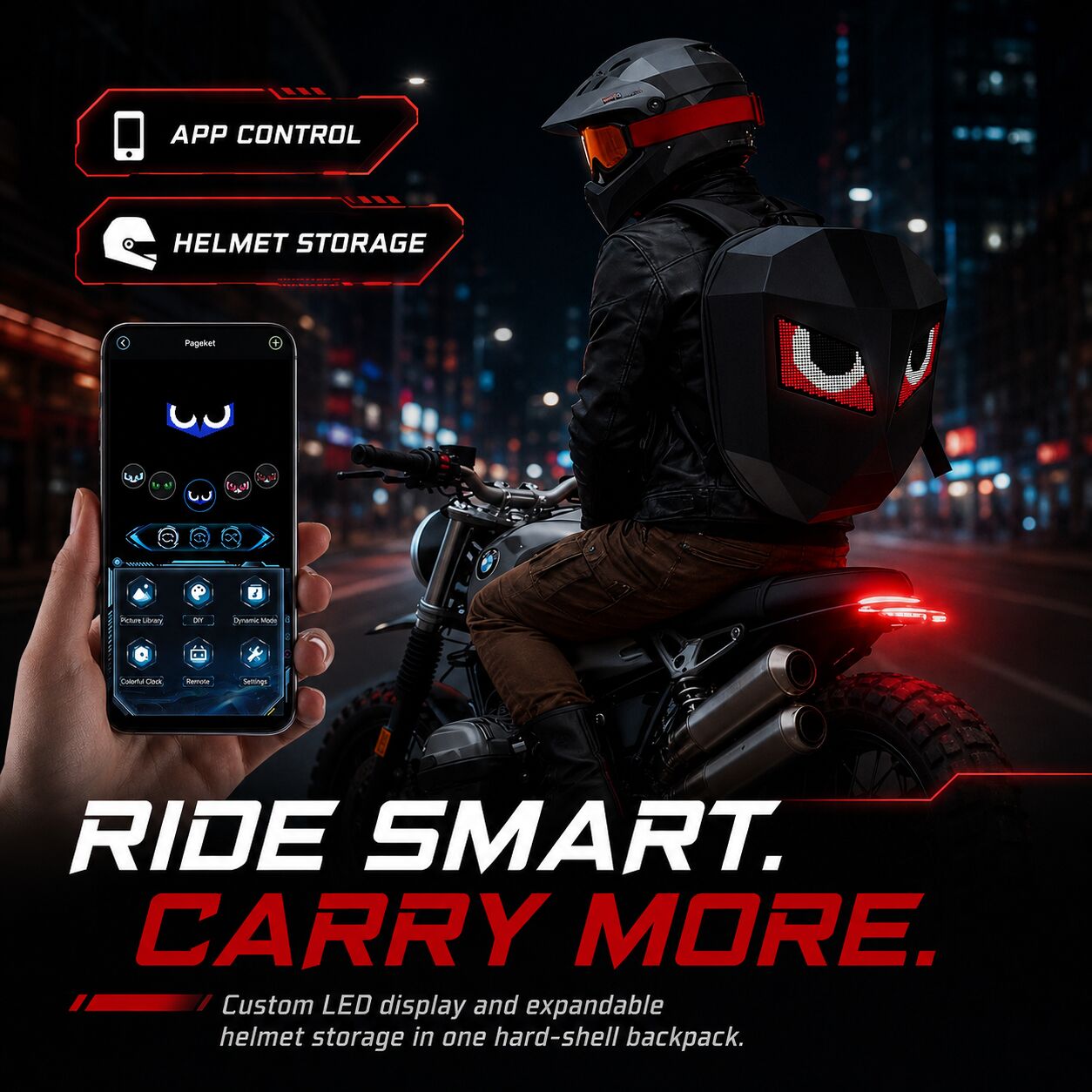 Gelrova LED Motorcycle Backpack – Steel Warrior Series