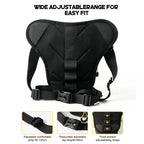 Wide adjustable range for easy fit of Gelrova LED Pixel Art Motorcycle Leg Bag, featuring adjustable straps.