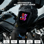 Gelrova LED Pixel Art Motorcycle Leg Bag showcasing customizable LED display and rugged features.