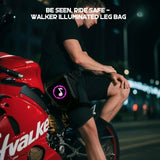 Image of a rider using the Gelrova LED Pixel Art Motorcycle Leg Bag, showcasing its illuminated display.