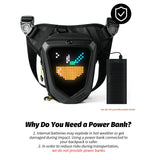 Gelrova LED Pixel Art Motorcycle Leg Bag with customizable LED display and power bank connection.