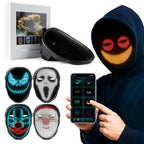 Gelrova Programmable Edition Light Up Mask showcasing customizable designs with app control in a creative setting.