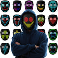 Gelrova Rave™ - Gesture Control Light Up Mask displayed in various animated expressions on a model.