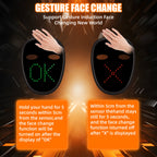 Gesture Control features of Gelrova Light Up Mask for Kids, showing face change functionality with sensor interaction.