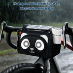 100% waterproof Gelrova bicycle handlebar bag protecting electronics and phone during a heavy rain ride.