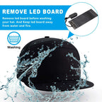 Gelrova LED Hat care instructions, showing waterproof washing reminder and LED board removal for maintenance.