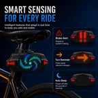 Smart Bike Tail Light with Remote Control, Brake Sensing Turn Signals, Bluetooth App DIY LED Matrix Display, USB-C Rechargeable Bicycle Rear Light for Night Riding, Road Cycling, Mountain Bike