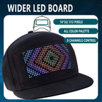 Gelrova LED hat featuring a wide LED board with 512 pixels, customizable colors, and 8 channels control.