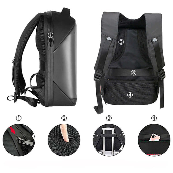 Gelrova LED backpack with waterproof zipper, breathable padding, and hidden back pocket