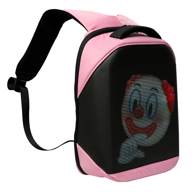 Gelrova LED Backpack City Series 17" in pink with animated clown face design on LED display.