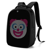 Gelrova LuminaPack X1 LED Backpack featuring a colorful clown face design, ideal for stylish storage and travel.