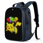 Gelrova LuminaPack X1 LED Motorcycle Backpack, 16.6-inch, Blue, Featuring Pikachu LED Design and Colorful Balloon Pattern