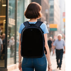 Person wearing Gelrova LuminaPack X1 LED Motorcycle Backpack, 16.6" in an urban setting.